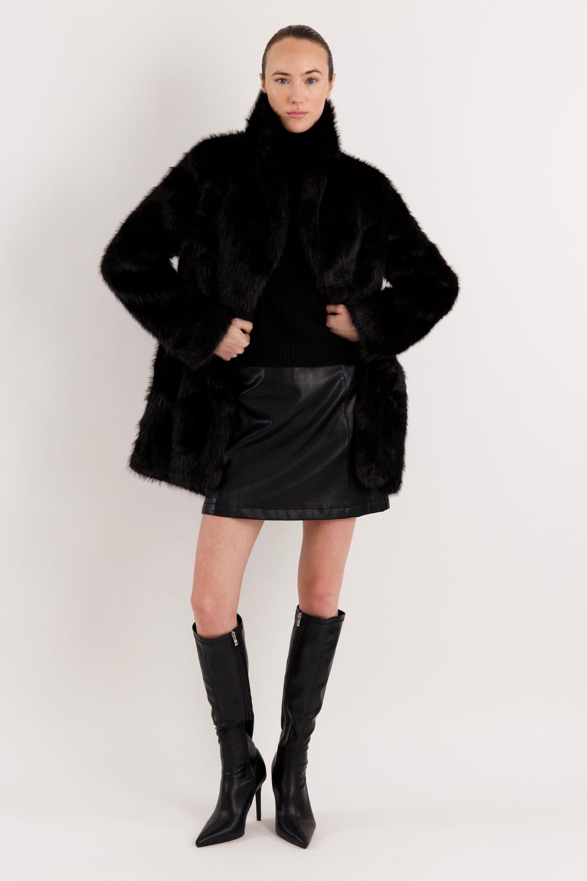 Mid-Length Faux Fur Coat