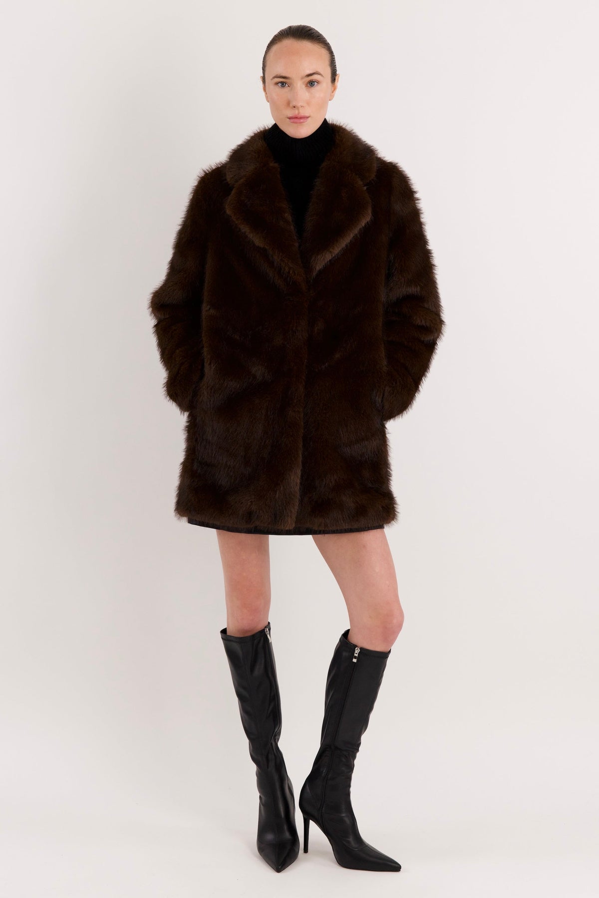 Mid-Length Faux Fur Coat