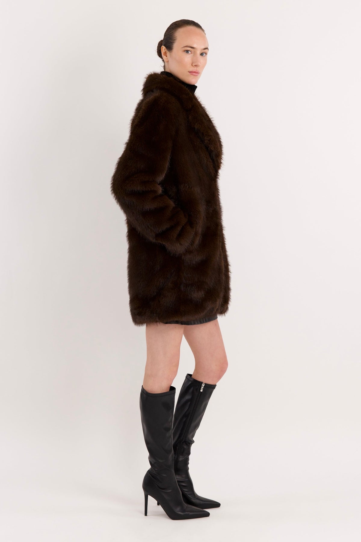 Mid-Length Faux Fur Coat