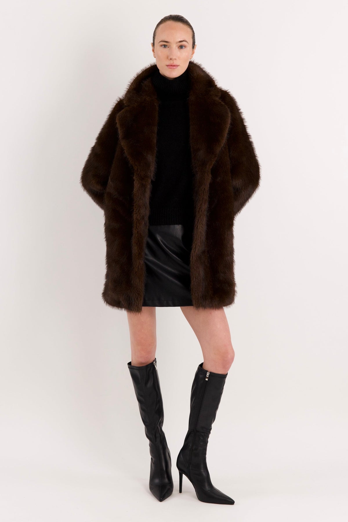 Mid-Length Faux Fur Coat