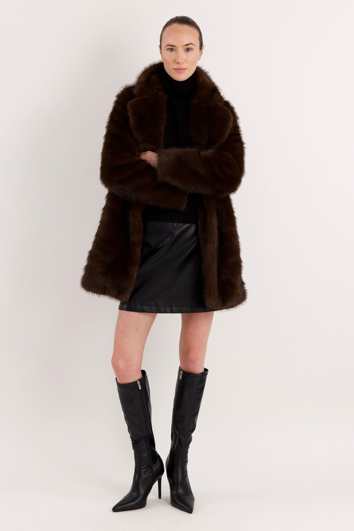 Mid-Length Faux Fur Coat