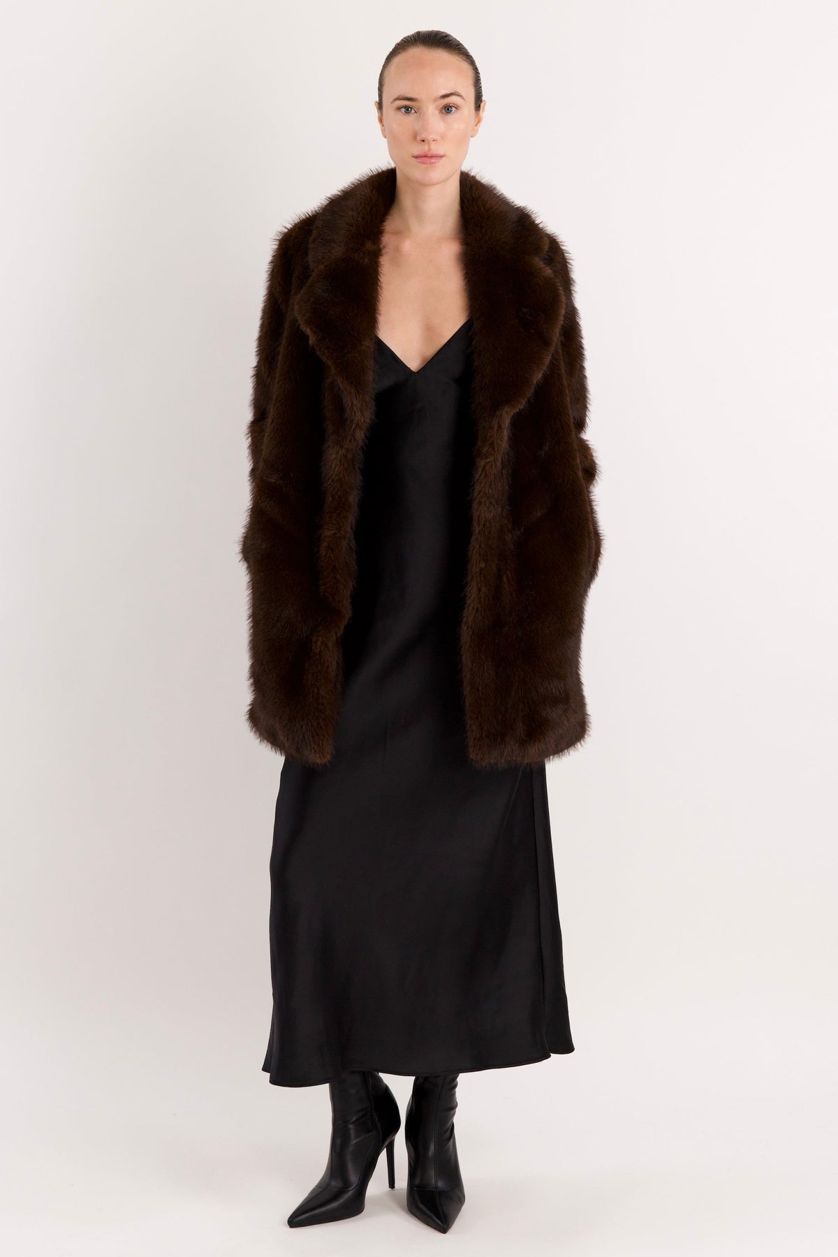 Mid-Length Faux Fur Coat