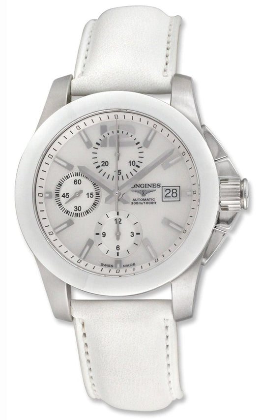 Longines Conquest Automatic Chronograph Steel & Ceramic Mens Watch Date L3.661.4.86.0