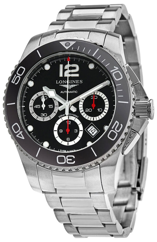 Longines HydroConquest Automatic Chronograph Stainless Steel Black Dial Date Divers Mens Watch L3.883.4.56.6