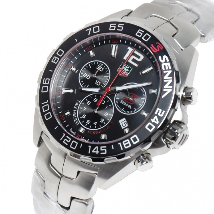 Tag Heuer Senna Chronograph Special Edition Black Dial Silver Steel Strap Watch for Men - CAZ1015.BA0883