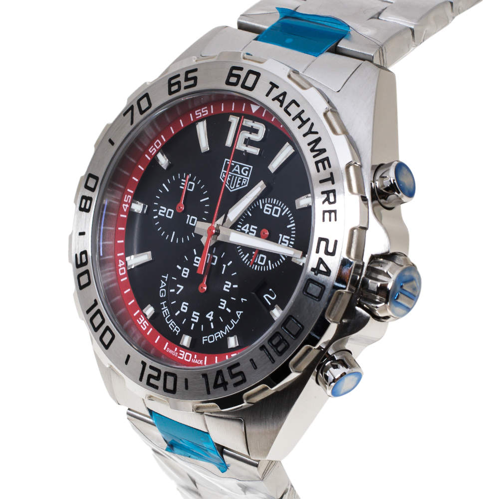 Tag Heuer Formula 1 Chronograph Black Dial Silver Steel Strap Watch for Men - CAZ101Y.BA0842