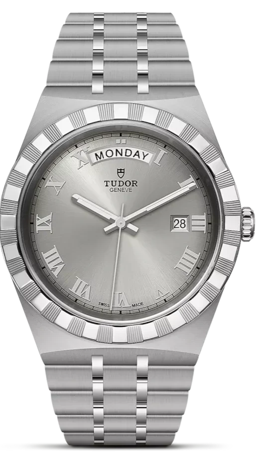 Tudor Royal Day Date Diamonds Automatic Silver Dial Silver Steel Strap Watch for Men - M28600-0002