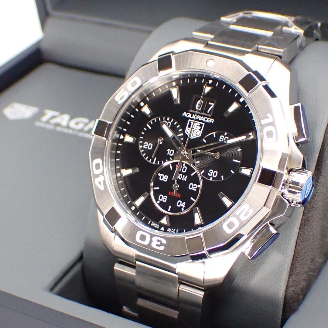 Tag Heuer Aquaracer Chronograph Black Dial Silver Steel Strap Watch for Men - CAY1110.BA0927