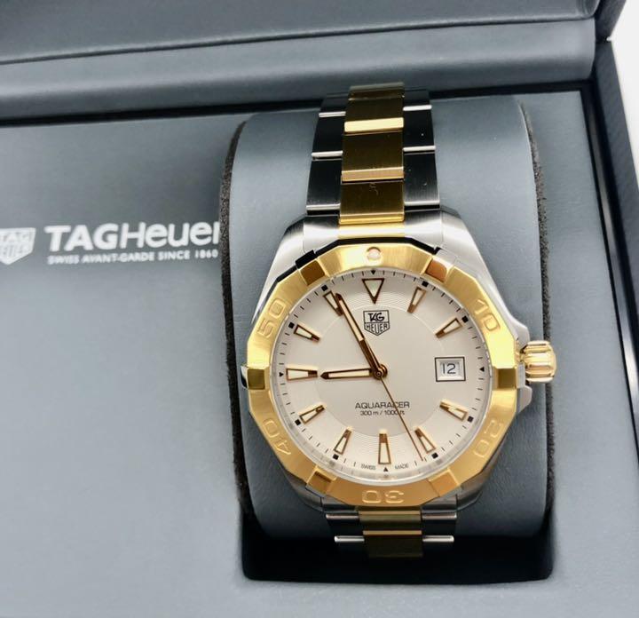 Tag Heuer Aquaracer Quartz White Dial Two Tone Steel Strap Watch for Men - WAY1120.BB0930