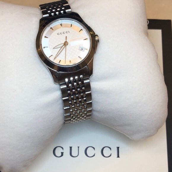 Gucci G Timeless Silver Dial Silver Steel Strap Watch For Men - YA126401