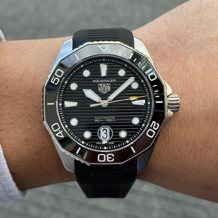 Tag Heuer Aquaracer Professional 300 Automatic Black Dial Black Rubber Strap Watch for Men - WBP201A.FT6197