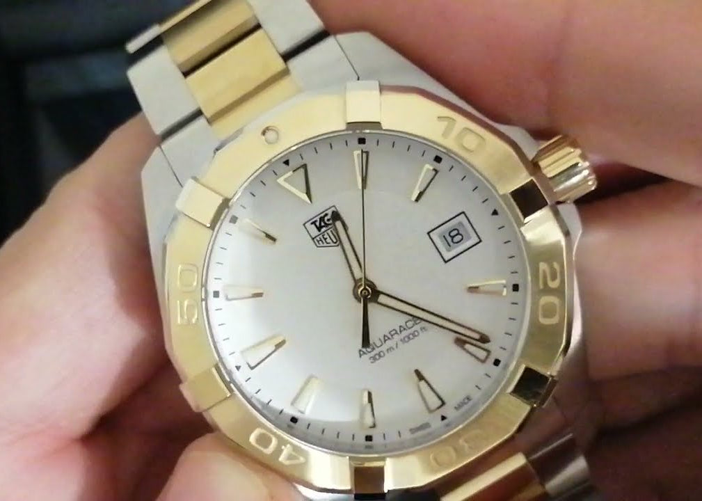 Tag Heuer Aquaracer Quartz White Dial Two Tone Steel Strap Watch for Men - WAY1120.BB0930
