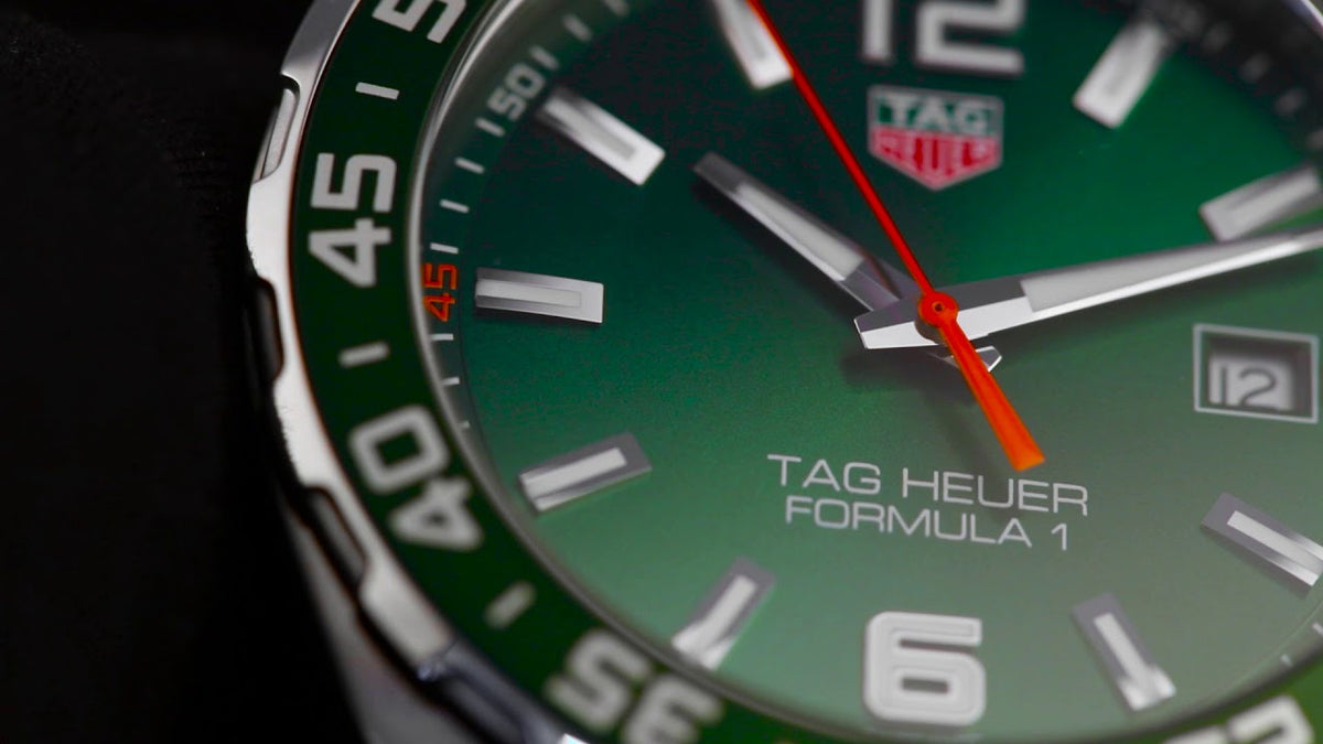 Tag Heuer Formula 1 Quartz Green Dial Silver Steel Strap Watch for Men - WAZ1017.BA0842