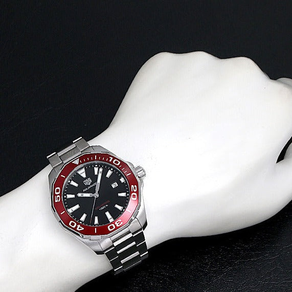 Tag Heuer Aquaracer Black Dial Silver Steel Strap Watch for Men - WAY101B.BA0746