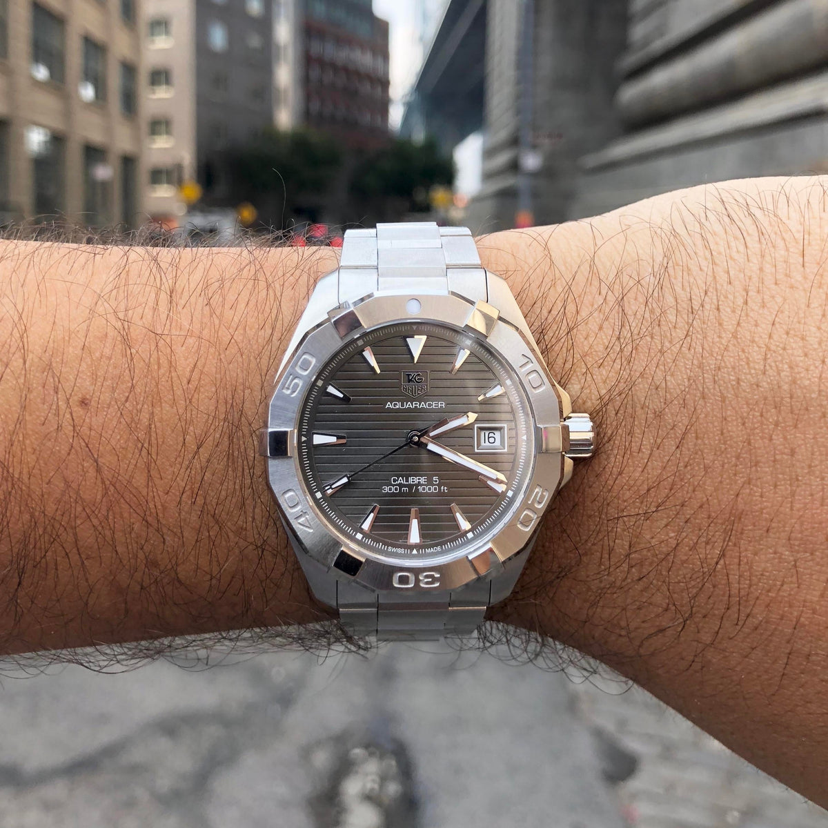 Tag Heuer Aquaracer Automatic Anthracite Grey Dial Silver Steel Strap Watch for Men - WAY2113.BA0928