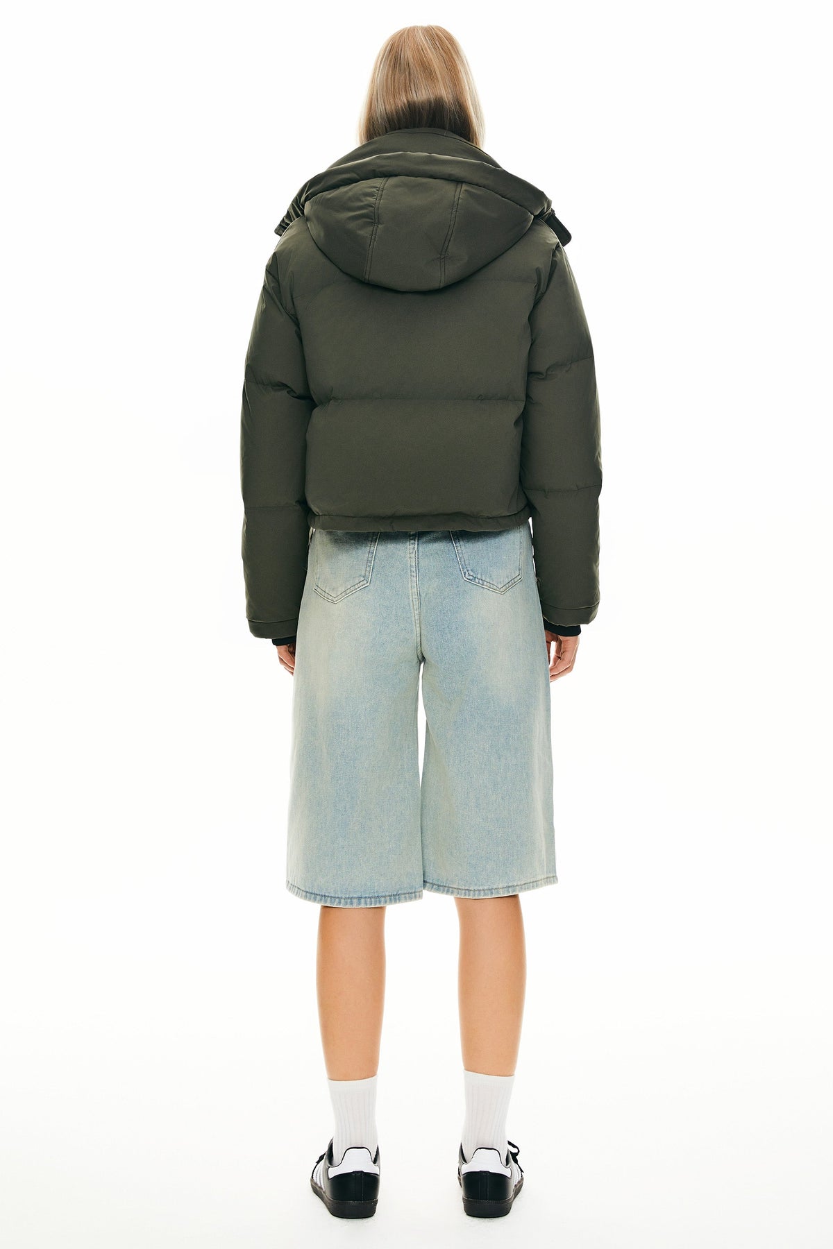 Winter Quilted Hooded Cropped Down Puffer Jacket