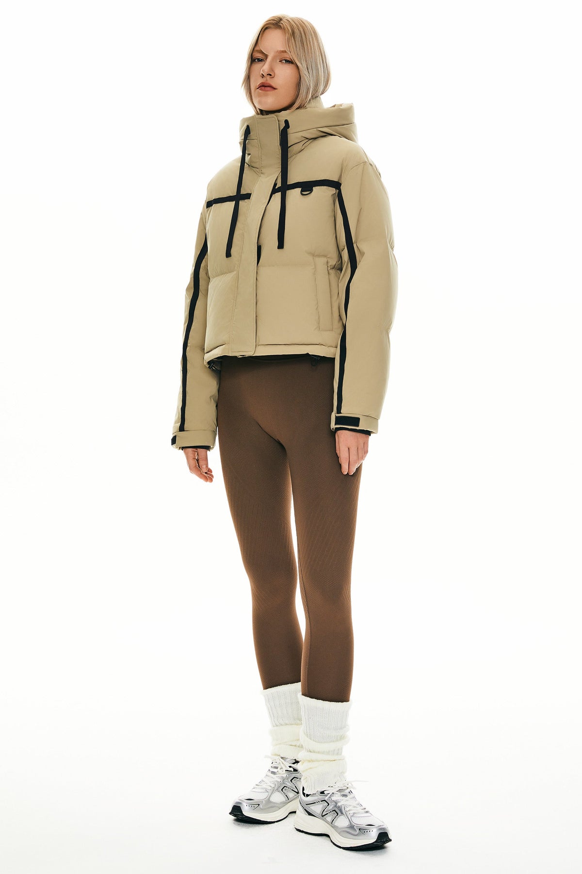 Winter Quilted Hooded Cropped Down Puffer Jacket