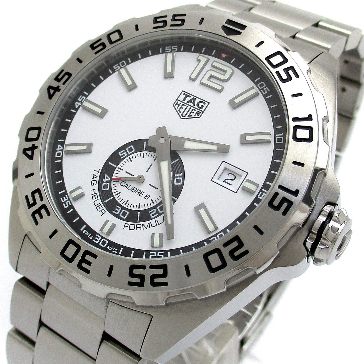 Tag Heuer Formula 1  Calibre 6 Automatic White Dial Silver Steel Strap Watch for Men - WAZ2013.BA0842