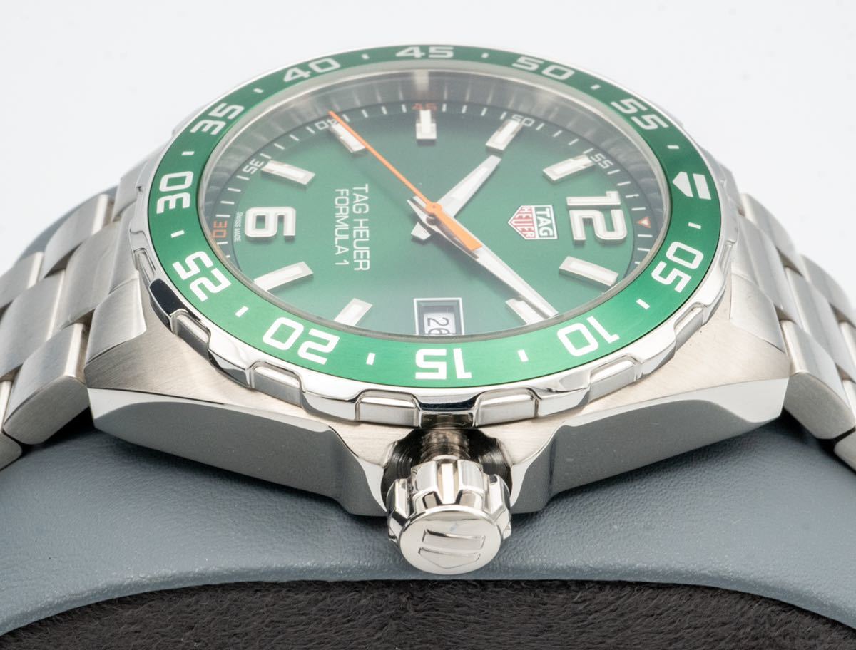 Tag Heuer Formula 1 Quartz Green Dial Silver Steel Strap Watch for Men - WAZ1017.BA0842