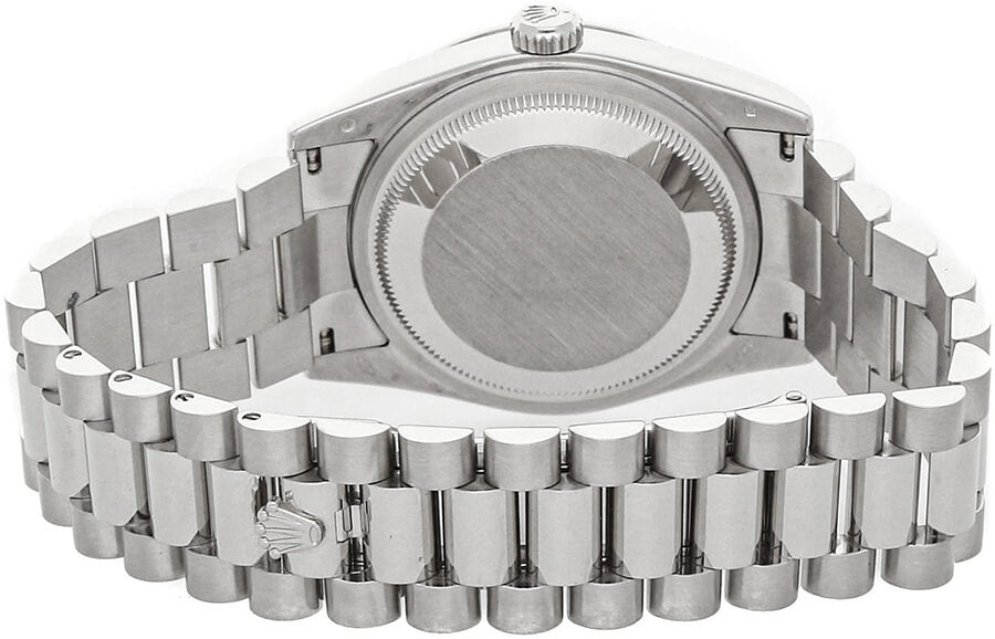 Rolex Day-Date 36 Silver Roman Numeral Oyster Bracelet Gold Watch 118389-0121