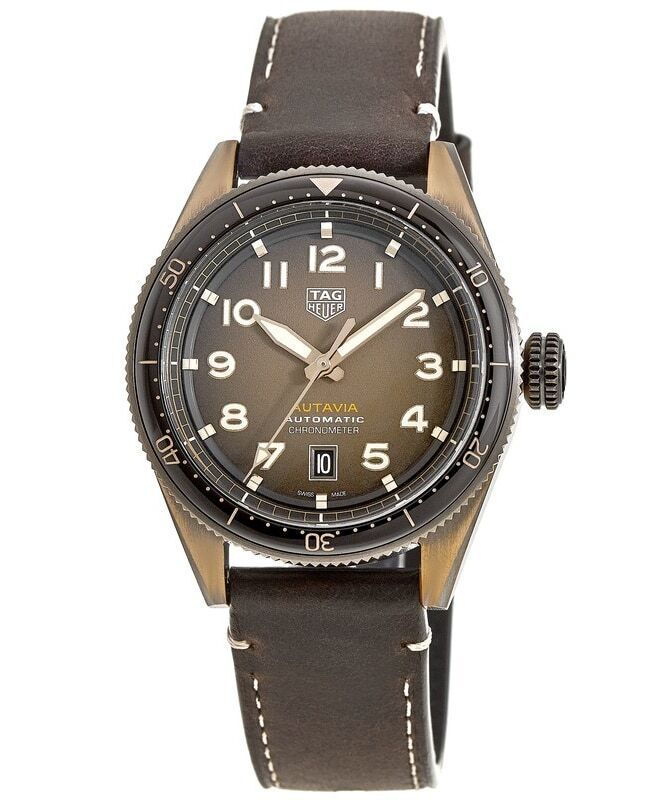 Tag Heuer Autavia Brown Dial Brown Leather Strap Watch for Men - WBE5191.FC8276