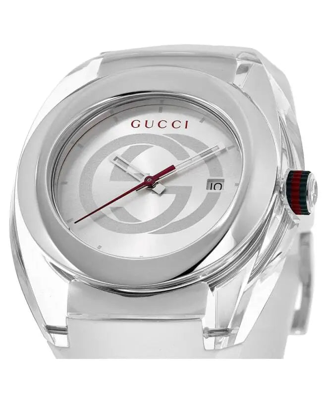 Gucci Sync XXL White Dial White Rubber Strap Watch For Men - YA137102