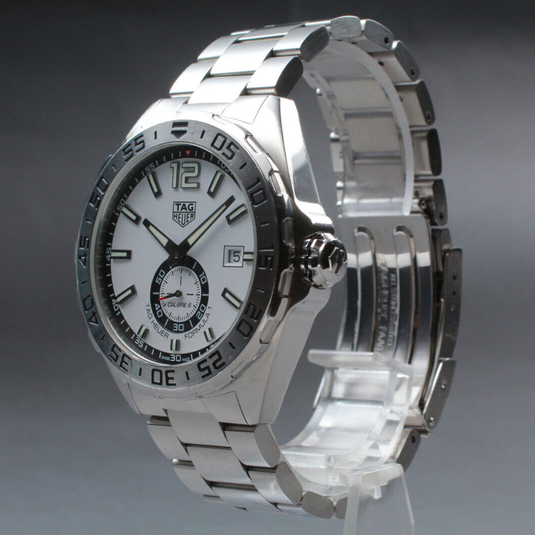Tag Heuer Formula 1  Calibre 6 Automatic White Dial Silver Steel Strap Watch for Men - WAZ2013.BA0842