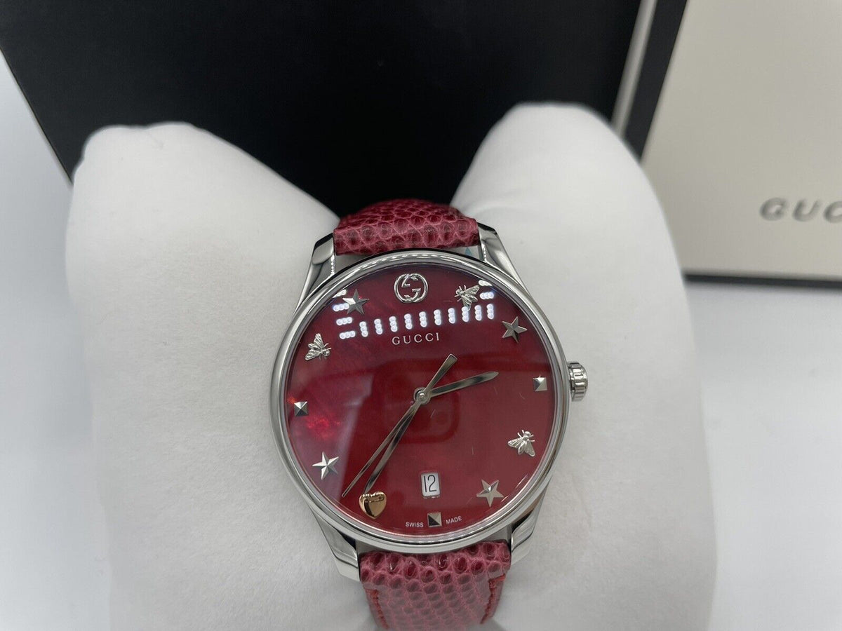 Gucci G-Timeless Cherry Red Mother of Pearl Dial 27mm Watch For Women - YA126584