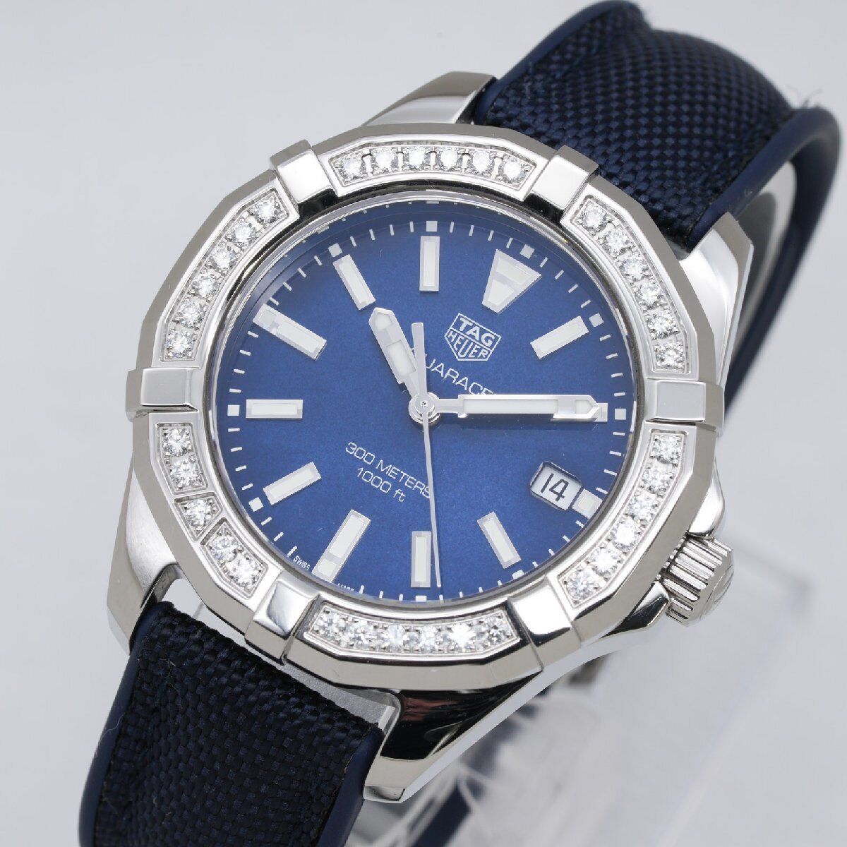 Tag Heuer Aquaracer Quartz Diamonds Blue Dial Blue Nylon Strap Watch for Women - WAY131N.FT6091