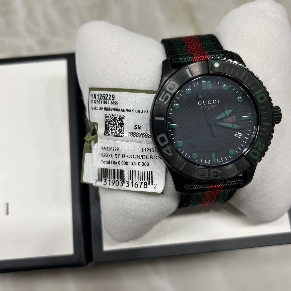 Gucci G Timeless Sport Black Dial Two Tone NATO Strap Watch For Men - YA126229