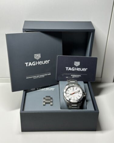 Tag Heuer Aquaracer Quartz White Dial Silver Steel Strap Watch for Men - WBD1111.BA0928