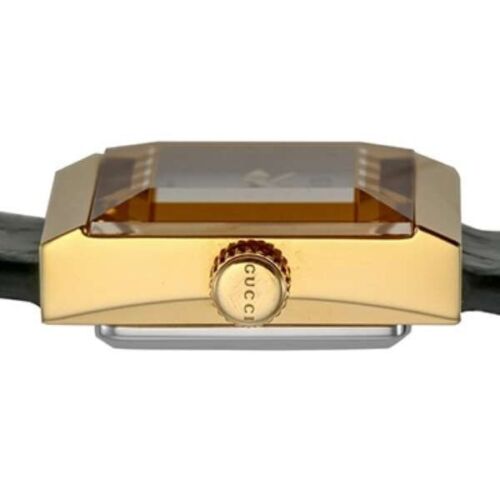 Gucci G Frame Double Mother of Pearl Dial Green Leather Strap Watch For Women - YA128525