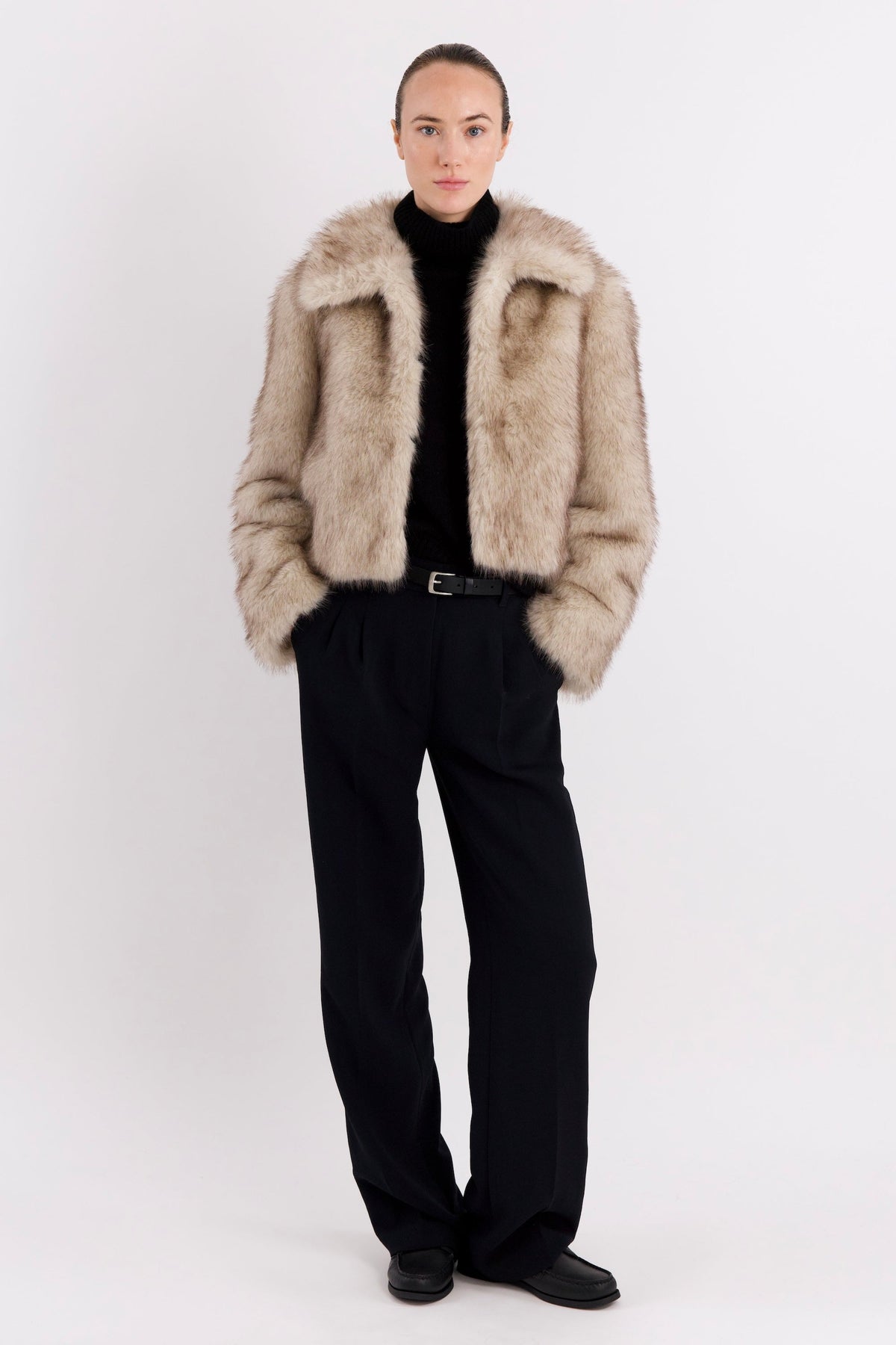 Cropped Faux Fur Coat