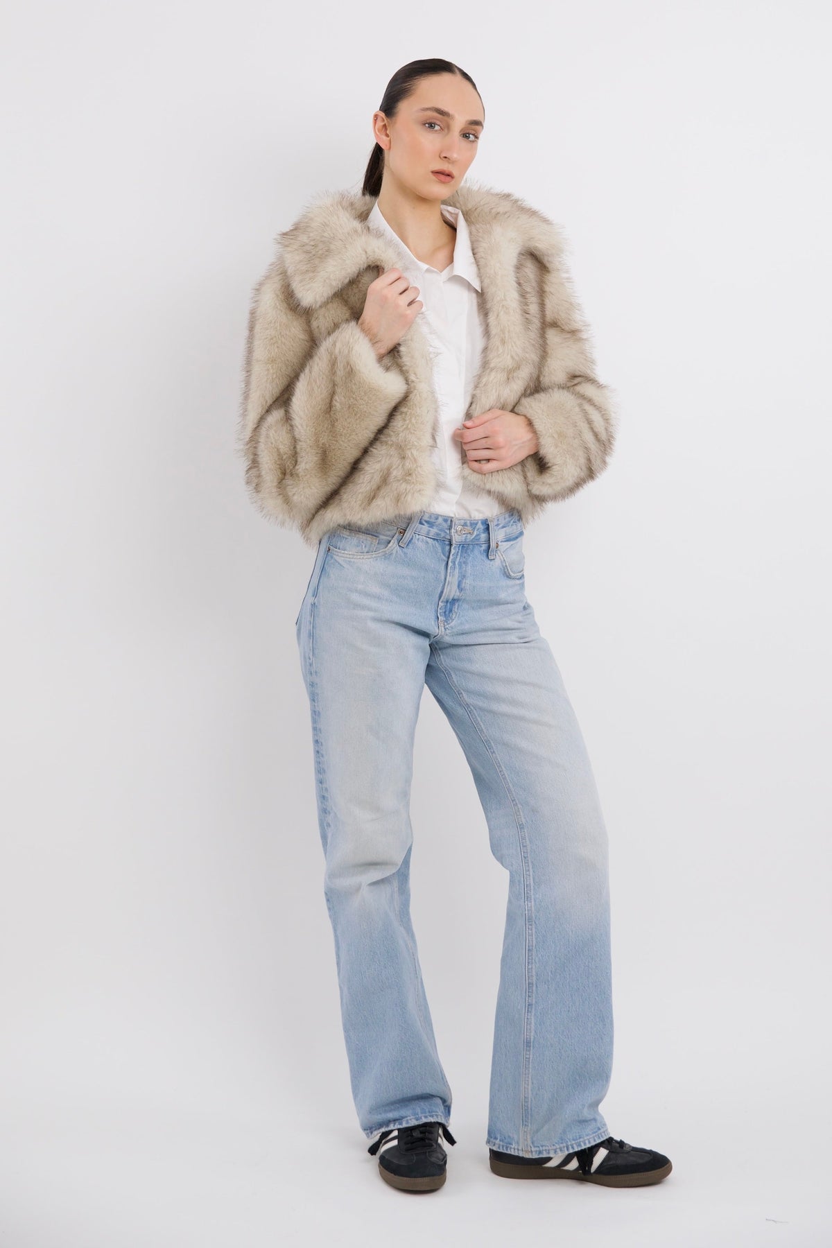 Cropped Faux Fur Coat