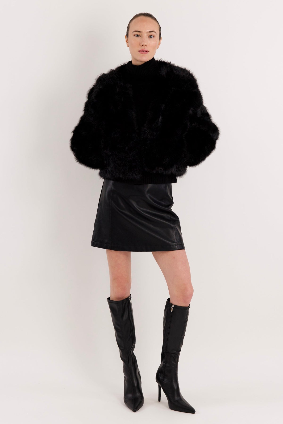 Cropped Faux Fur Coat