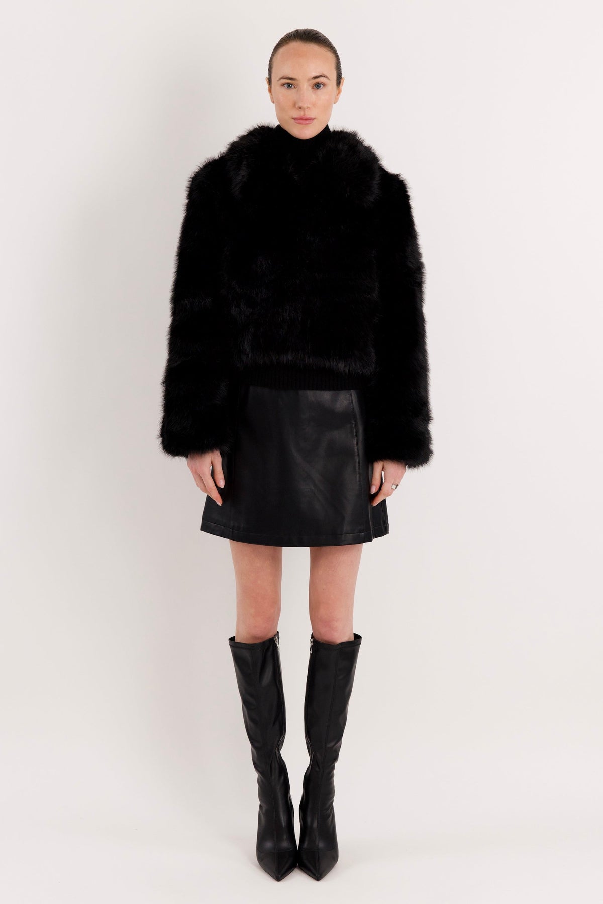 Cropped Faux Fur Coat