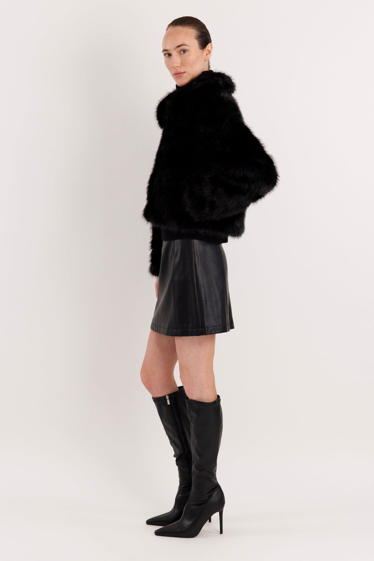 Cropped Faux Fur Coat