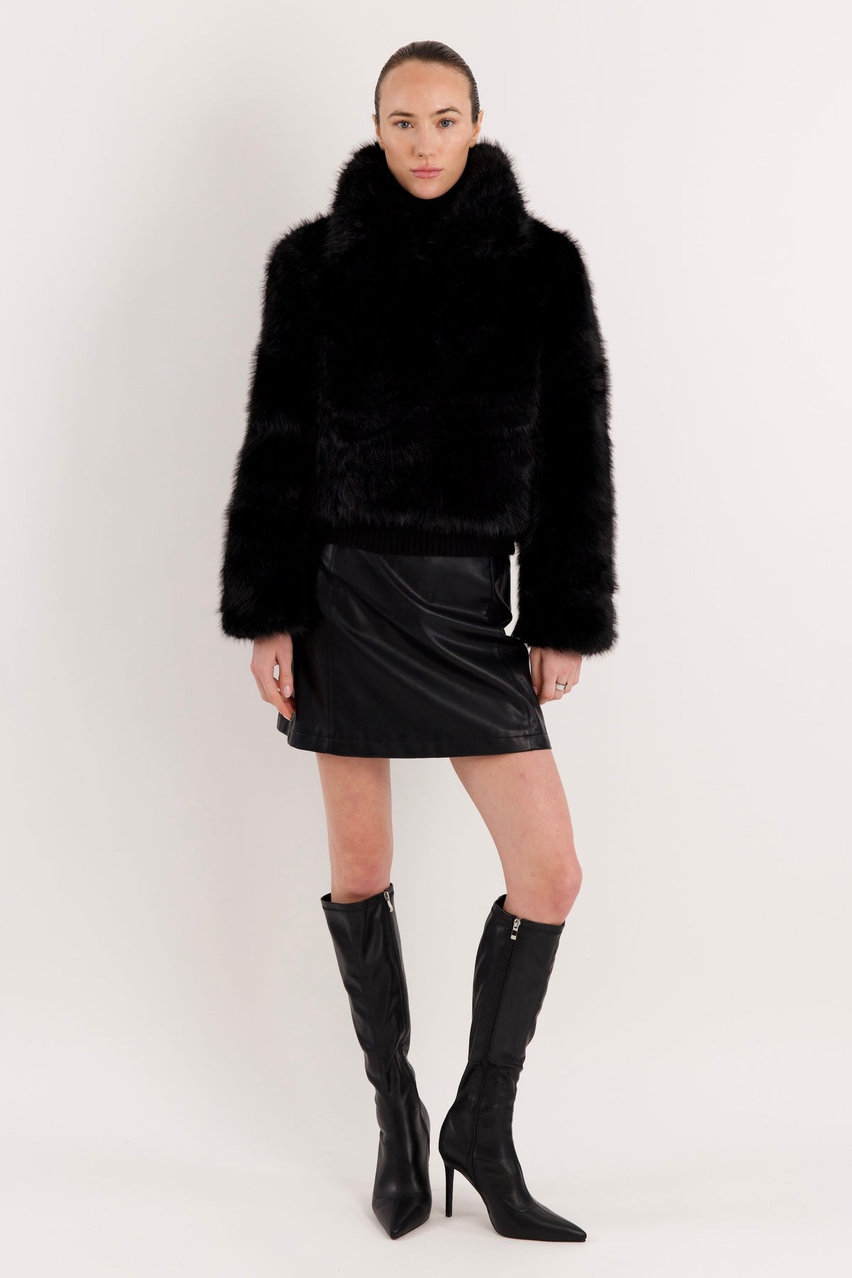 Cropped Faux Fur Coat