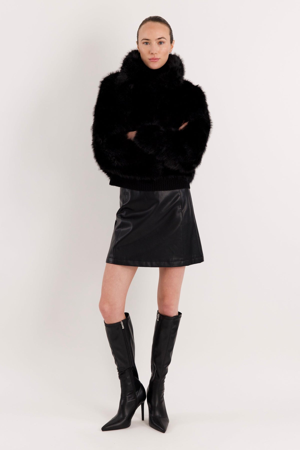 Cropped Faux Fur Coat