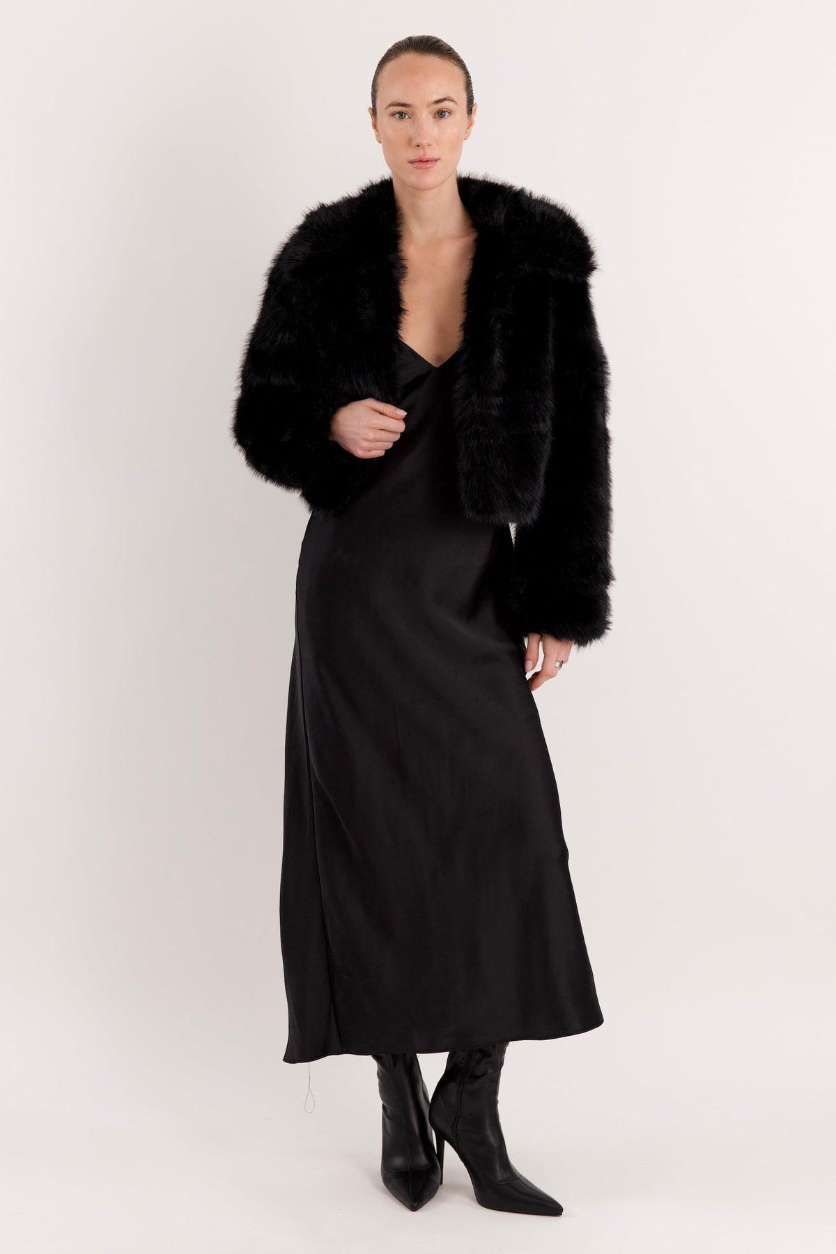 Cropped Faux Fur Coat