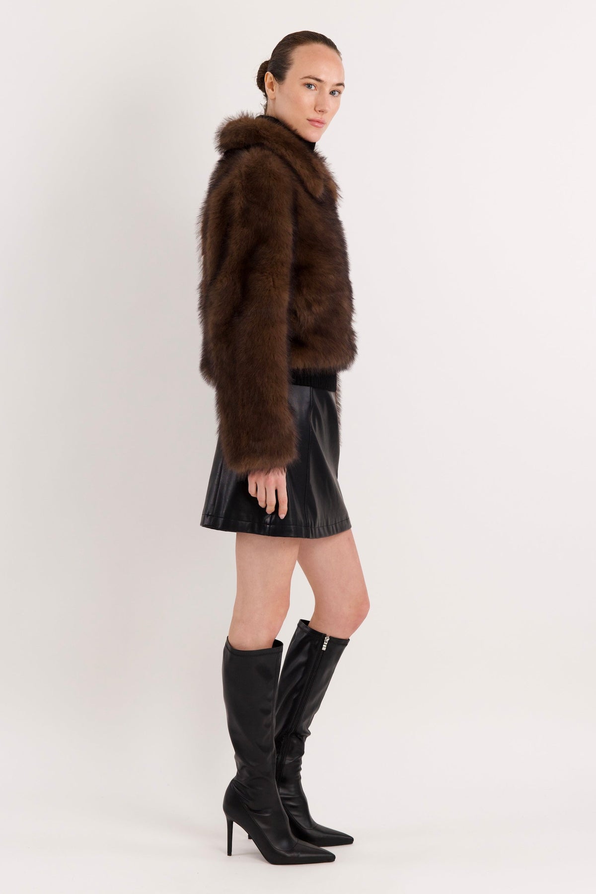 Cropped Faux Fur Coat