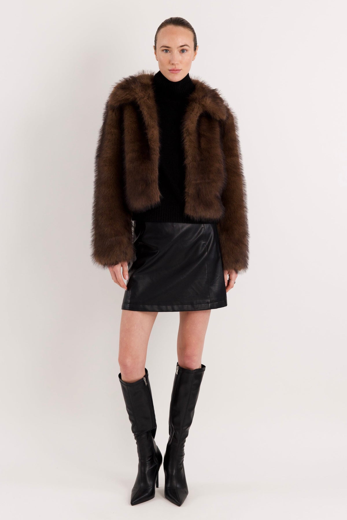 Cropped Faux Fur Coat