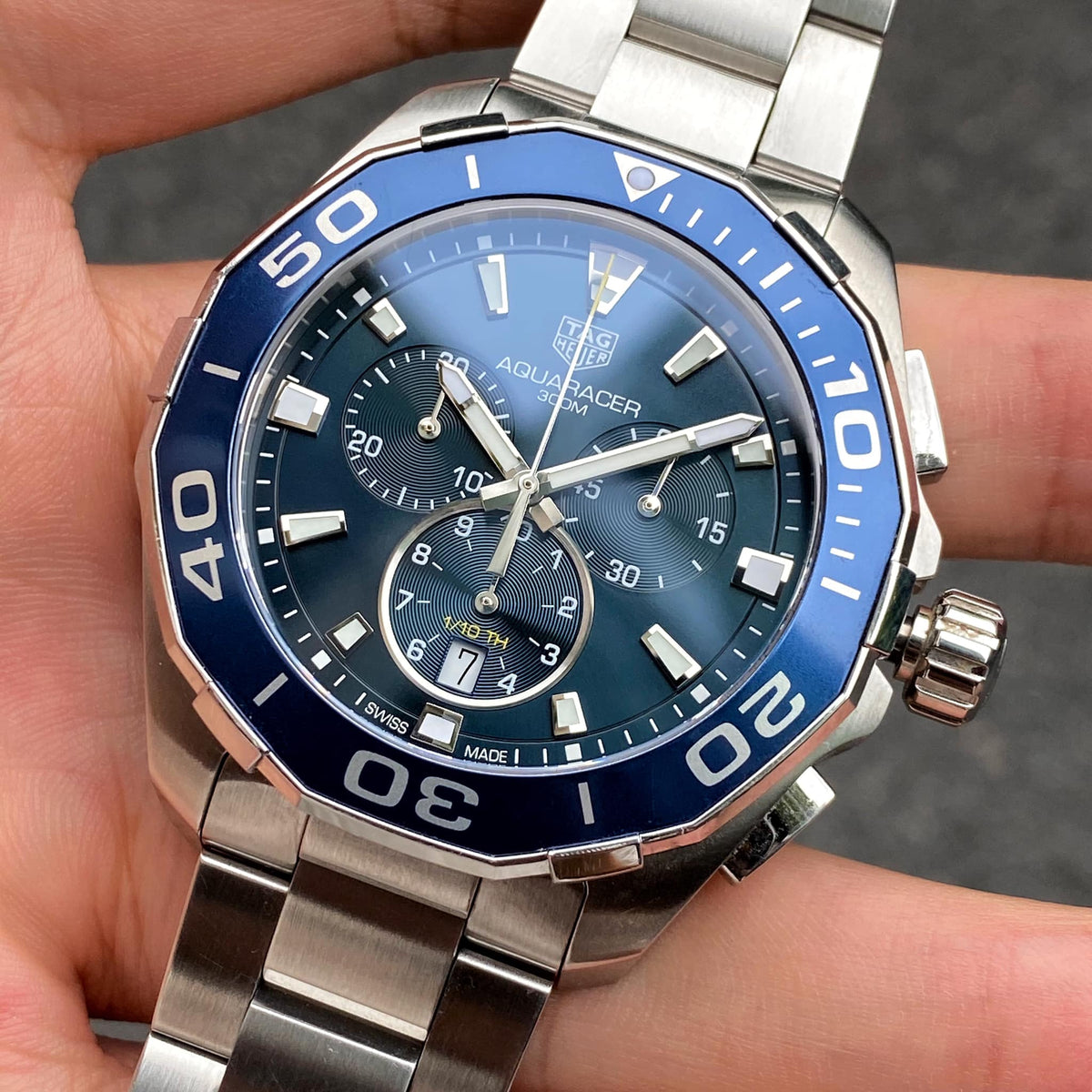 Tag Heuer Aquaracer Blue Dial SIlver Steel Strap Watch for Men - CAY111B.BA0927