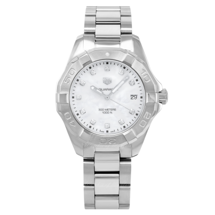 Tag Heuer Aquaracer Diamonds Mother of Pearl Dial Silver Steel Strap Watch for Women - WBD131B.BA0748