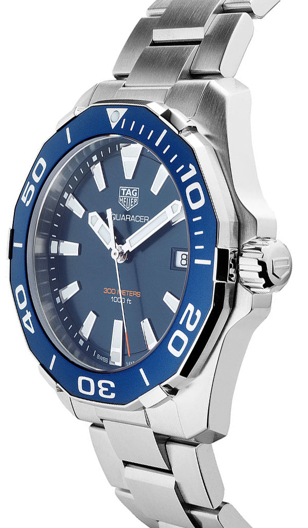 Tag Heuer Aquaracer Blue Dial Quartz Silver Steel Strap Watch for Men - WAY111C.BA0928