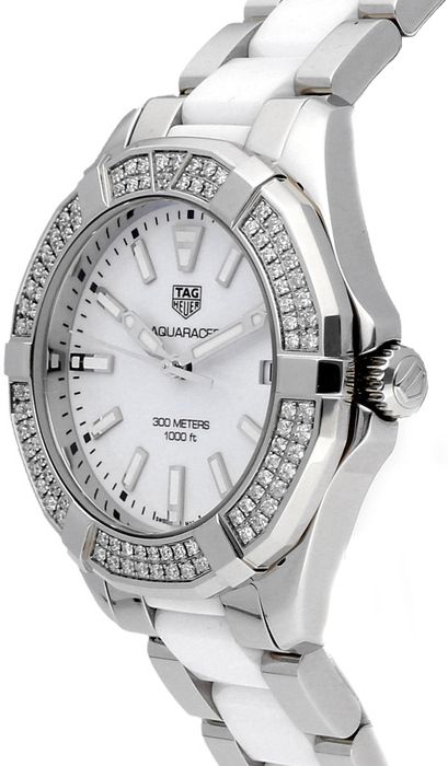 Tag Heuer Aquaracer Diamonds White Dial Two Tone Steel Strap Watch for Women - WAY131F.BA0914