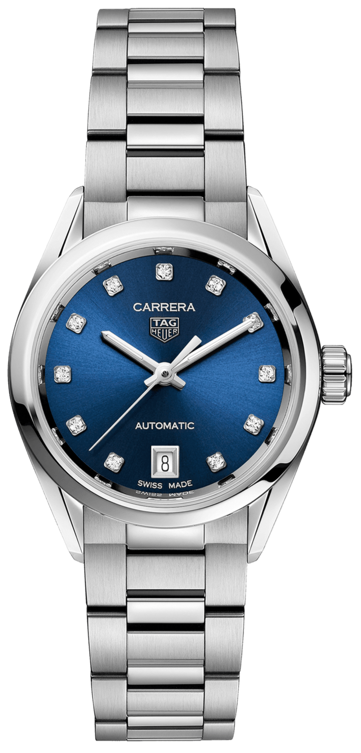 Tag Heuer Carrera Diamonds Blue Dial Silver Steel Strap Watch for Women - WBN2413.BA0621