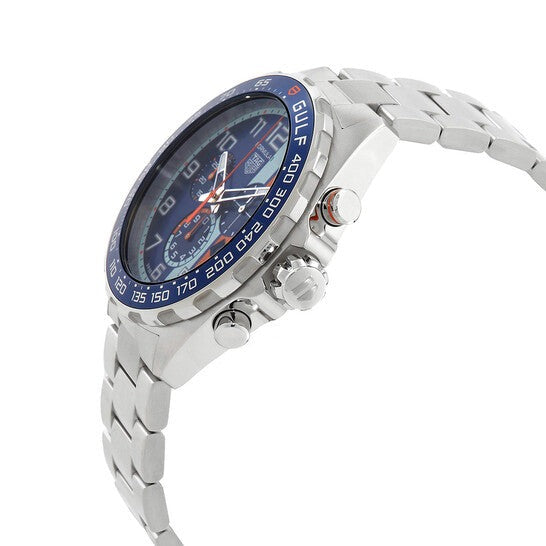 Tag Heuer Formula 1 Gulf Edition Chronograph Blue Dial Silver Steel Strap Watch for Men - CAZ101AT.BA0842