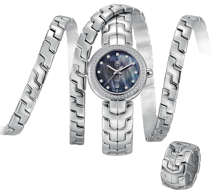 Tag Heuer Link Trilogy Cameron Diaz Diamonds Mother of Pearl Dial Silver Steel Strap Watch for Women - WAT1419.BA0954