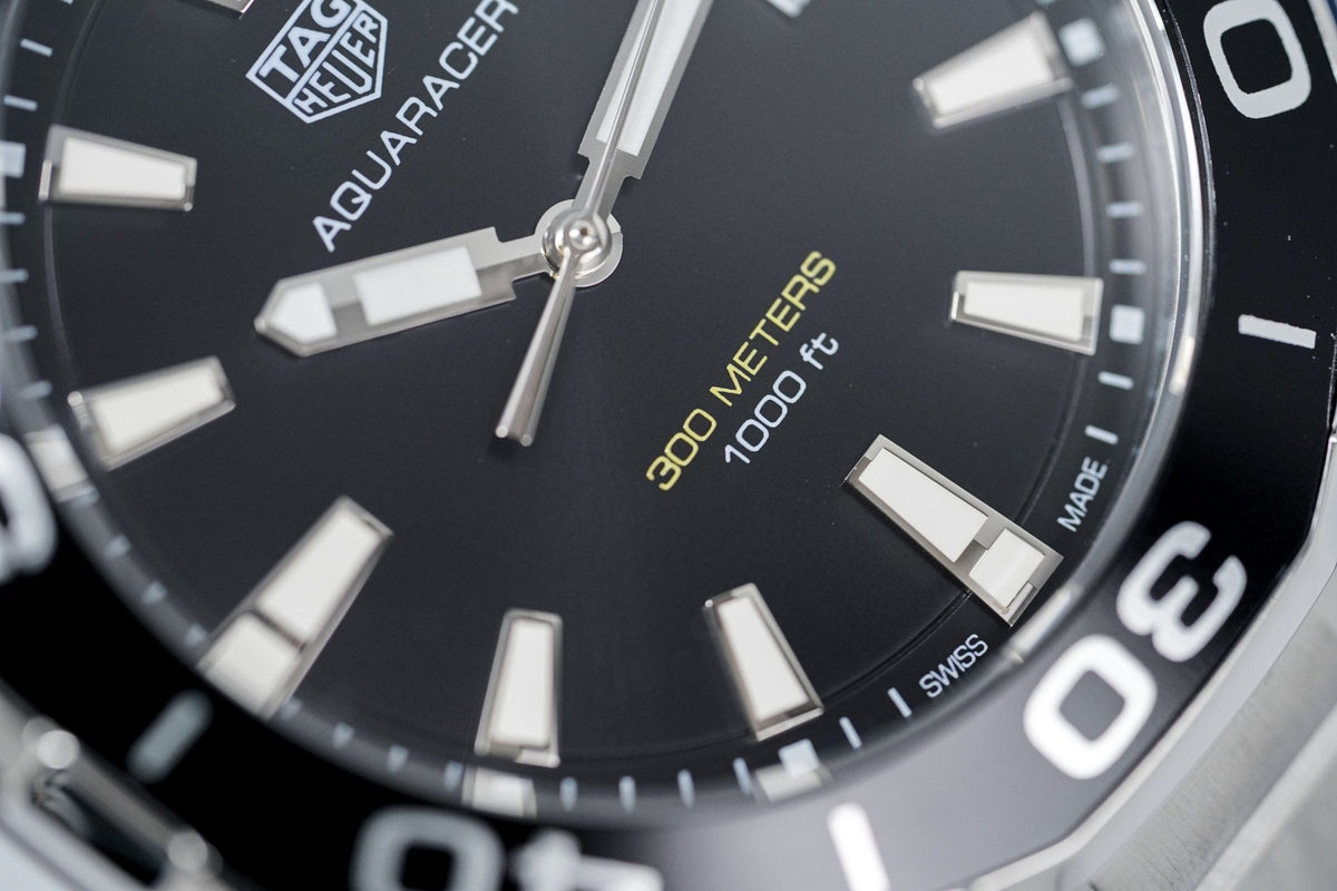Tag Heuer Aquaracer Quartz Black Dial Silver Steel Strap Watch for Men - WAY101A.BA0746
